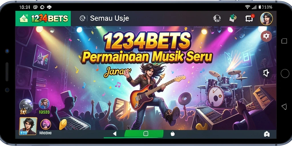 Tampilan gameplay menarik dari 1234BETS dengan berbagai lagu.