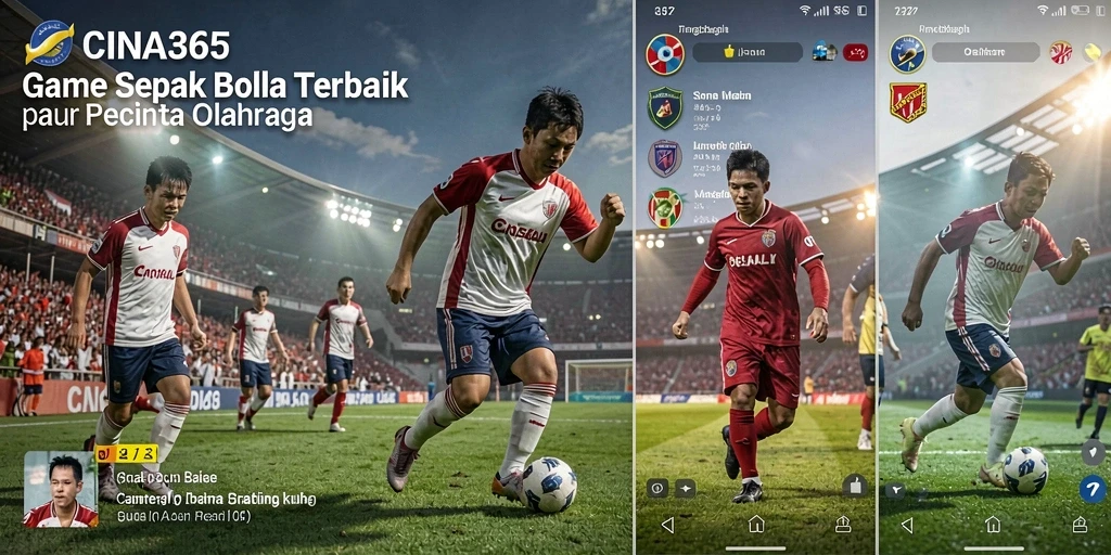 Screenshot gameplay CINA365 menampilkan aksi seru di lapangan sepak bola.