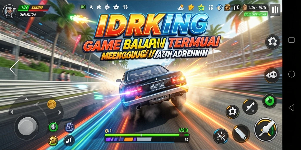 Tangkapan layar utama <strong>IDRKING</strong> menampilkan aksi balapan yang mendebarkan dan grafis yang memukau.