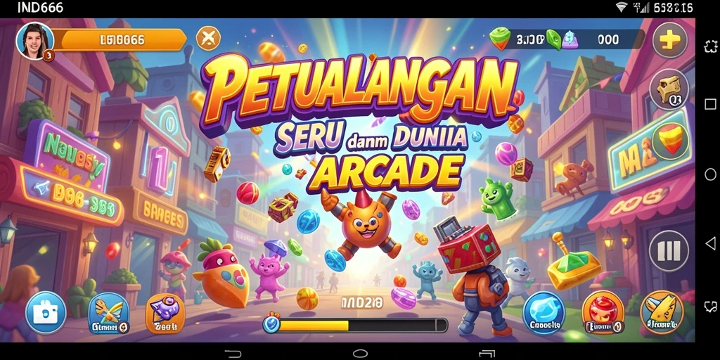 Screenshot utama IND666 menampilkan aksi seru gameplay Arcade.