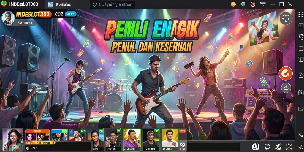 Tampilan gameplay <strong>INDESLOT303</strong> dengan antarmuka yang menarik dan lagu-lagu yang menyenangkan.