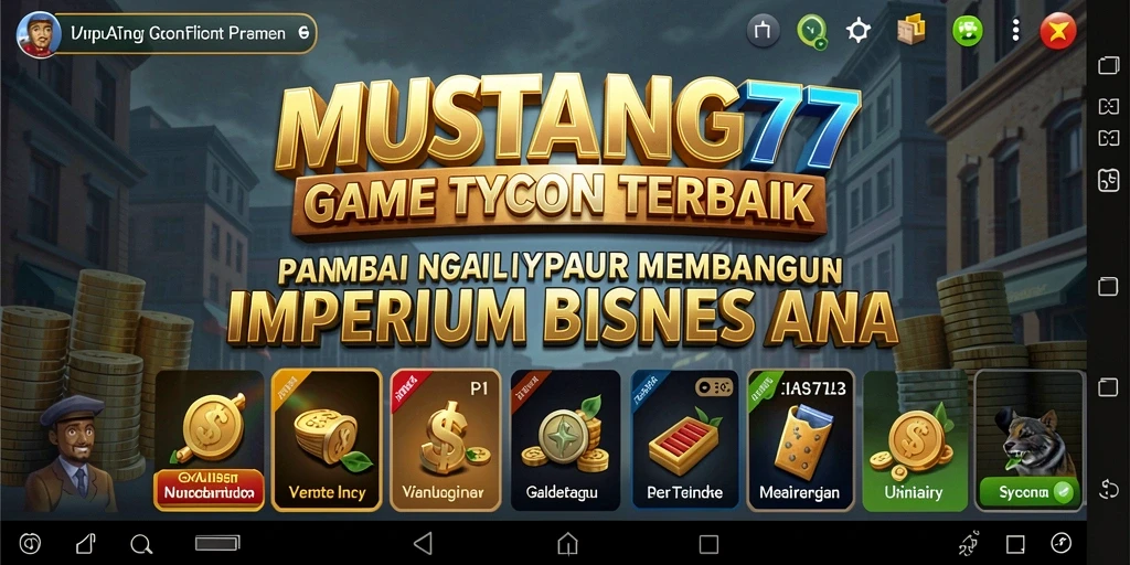Screenshot utama gameplay MUSTANG77 dengan elemen Tycoon yang menarik.