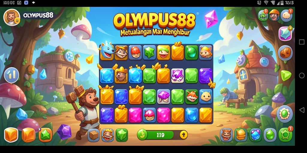 Tangkapan layar OLYMPUS88 menampilkan gameplay seru Match-3.