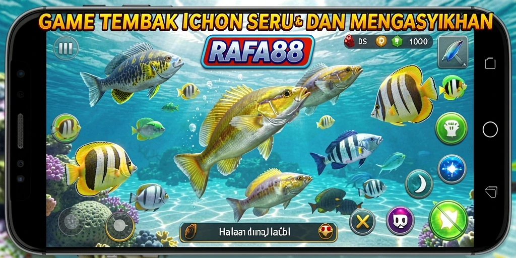 Tampilan gameplay RAFA88 dengan aksi Tembak Ikan yang seru.