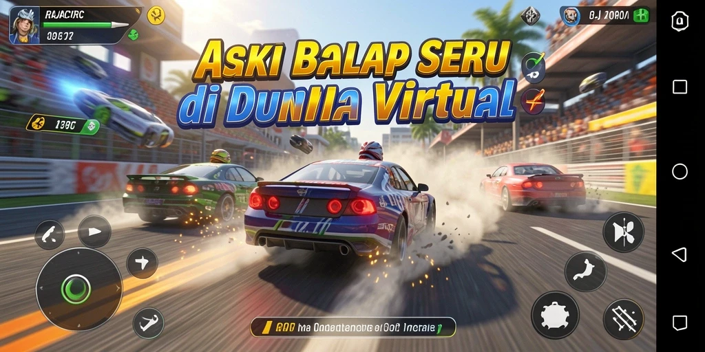 Tampilan seru dari gameplay balap di RAJACORC.