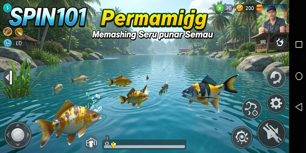 Screenshot SPIN101 menampilkan aksi memancing yang mengasyikkan dan grafik yang menawan.