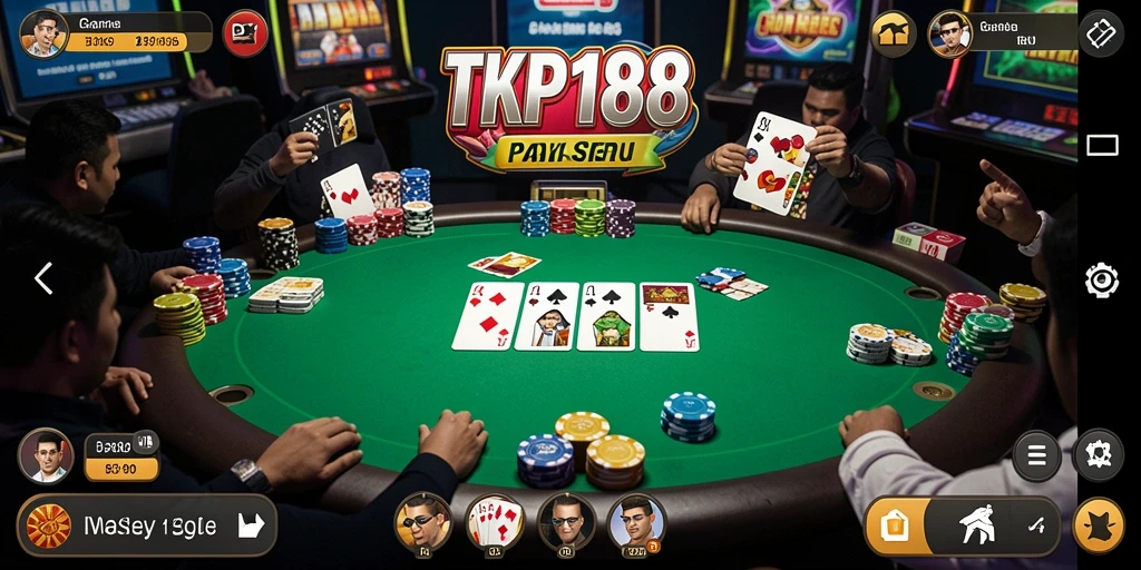 Screenshot gameplay TKP188 menampilkan suasana bermain Poker yang mendebarkan.