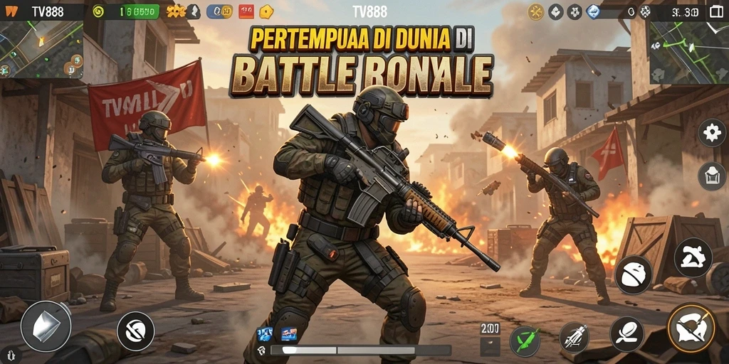 Tampilan gameplay seru dari TV888 Battle Royale penuh aksi.